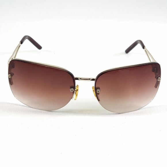 Womens Fashion Sunglasses Geometric Rimless Brown Gradient Lightweight Retro - Picture 2 of 7